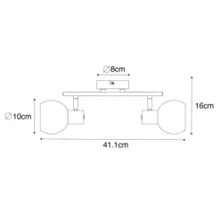 Art Deco spot goud met roze glas 2-lichts - Vidro