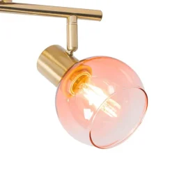 Art Deco spot goud met roze glas 2-lichts - Vidro