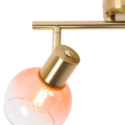 Art Deco spot goud met roze glas 2-lichts - Vidro