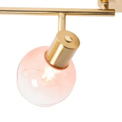 Art Deco spot goud met roze glas 4-lichts - Vidro