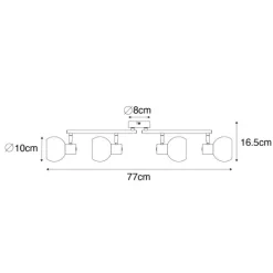 Art Deco spot goud met roze glas 4-lichts - Vidro