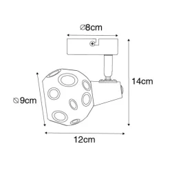 Art Deco spot goud met smoke glas - Vidro