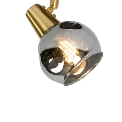 Art Deco spot goud met smoke glas - Vidro