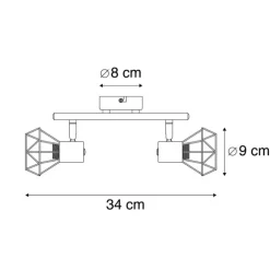 Art deco spot zwart draai- en kantelbaar 2-lichts - Mosh