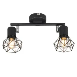 Art deco spot zwart draai- en kantelbaar 2-lichts - Mosh