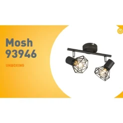 Art deco spot zwart draai- en kantelbaar 2-lichts - Mosh