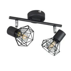 Art deco spot zwart draai- en kantelbaar 2-lichts - Mosh