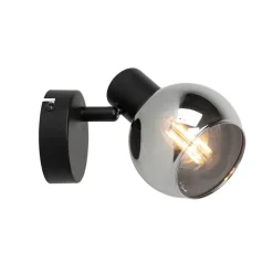 Art Deco spot zwart met smoke glas - Vidro