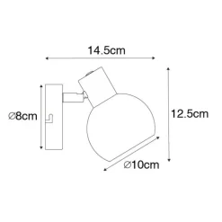 Art Deco spot zwart met smoke glas - Vidro