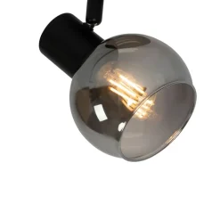 Art Deco spot zwart met smoke glas - Vidro