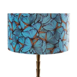 Art Deco tafellamp brons velours kap vlinder dessin 35 cm - Pisos