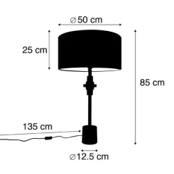 Art Deco tafellamp brons velours kap rood 50 cm - Diverso