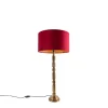 Art Deco tafellamp brons 35 cm velours kap rood - Torre