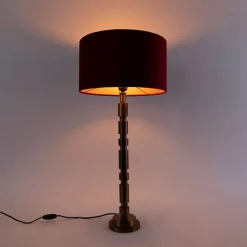 Art Deco tafellamp brons 35 cm velours kap rood - Torre