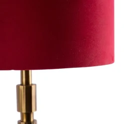 Art Deco tafellamp brons 35 cm velours kap rood - Torre