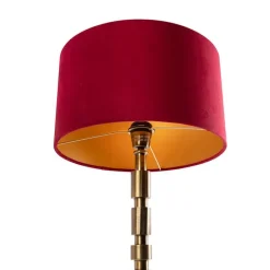 Art Deco tafellamp brons 35 cm velours kap rood - Torre
