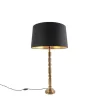 Art deco tafellamp brons met katoenen kap zwart 45 cm - Torre