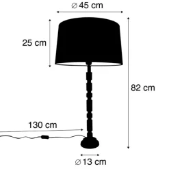 Art deco tafellamp brons met katoenen kap zwart 45 cm - Torre