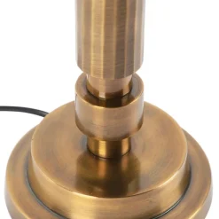 Art deco tafellamp brons met katoenen kap zwart 45 cm - Torre