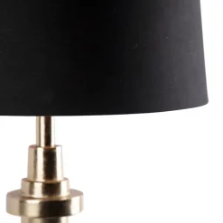 Art deco tafellamp goud en katoenen kap zwart 45 cm - Diverso