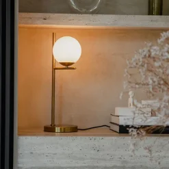 Art Deco tafellamp goud en opaal glas - Flore