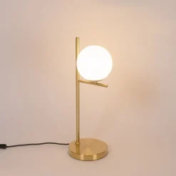 Art Deco tafellamp goud en opaal glas - Flore