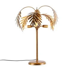 Art Deco tafellamp goud 3-lichts - Botanica