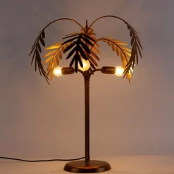 Art Deco tafellamp goud 3-lichts - Botanica