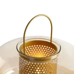 Art deco tafellamp goud met amber glas 30 cm - Kevin