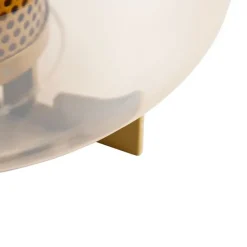 Art deco tafellamp goud met amber glas 30 cm - Kevin