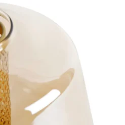 Art deco tafellamp goud met amber glas 30 cm - Kevin