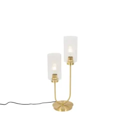 Art Deco tafellamp goud met glas 2-lichts - Laura