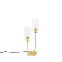 Art Deco tafellamp goud met glas 2-lichts - Laura