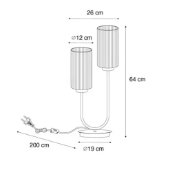 Art Deco tafellamp goud met glas 2-lichts - Laura