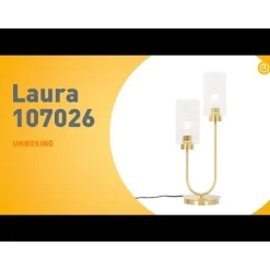 Art Deco tafellamp goud met glas 2-lichts - Laura