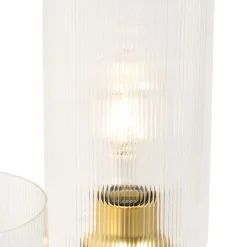 Art Deco tafellamp goud met glas 2-lichts - Laura