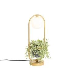 Art deco tafellamp goud met wit glas - Isabella