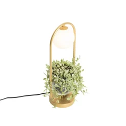 Art deco tafellamp goud met wit glas - Isabella