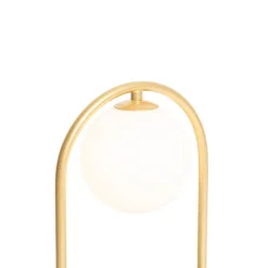Art deco tafellamp goud met wit glas - Isabella