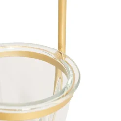 Art deco tafellamp goud met wit glas - Isabella