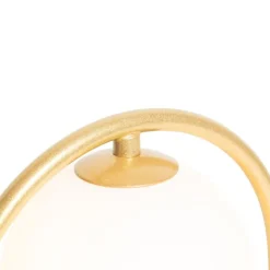 Art deco tafellamp goud met wit glas - Isabella