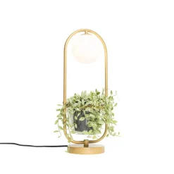 Art deco tafellamp goud met wit glas - Isabella