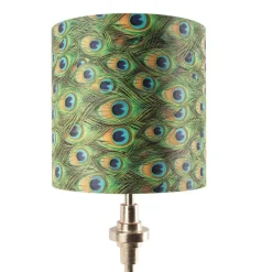 Art Deco tafellamp goud velours kap pauw dessin 40 cm - Diverso