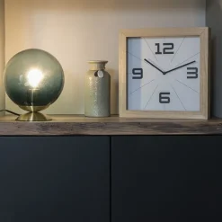 Art deco tafellamp messing met oceaanblauw glas - Pallon