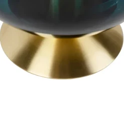 Art deco tafellamp messing met oceaanblauw glas - Pallon