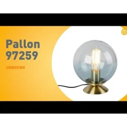 Art deco tafellamp messing met blauw glas - Pallon