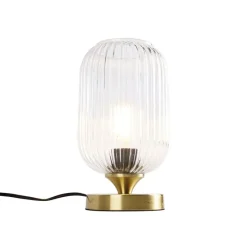 Art deco tafellamp messing met glas - Banci