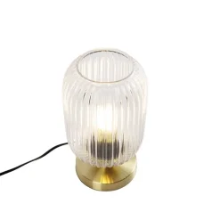 Art deco tafellamp messing met glas - Banci