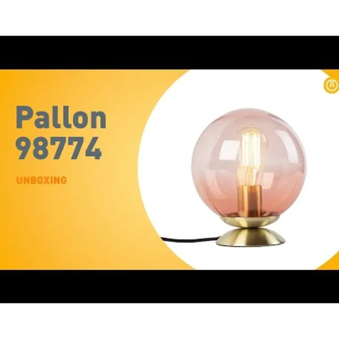 Art deco tafellamp messing met roze glas - Pallon