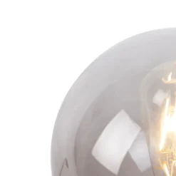 Art deco tafellamp messing met smoke glas - Pallon